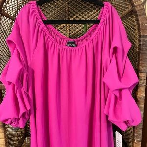 Coco Bianco | ruffle sleeve high low shirt dress size l NWT